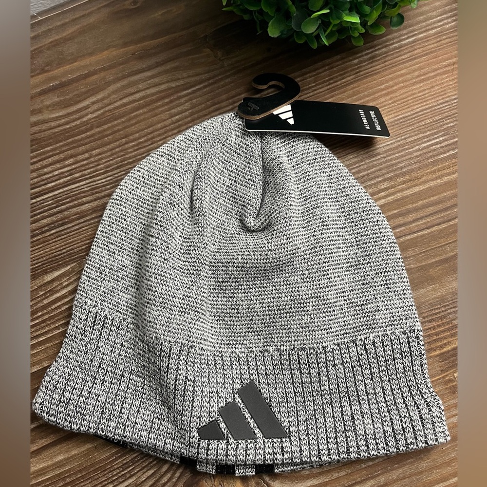 Adidas Aeroready Creator 3 Men’s Beanie Hat Knit Lined Gray One Size Reflective